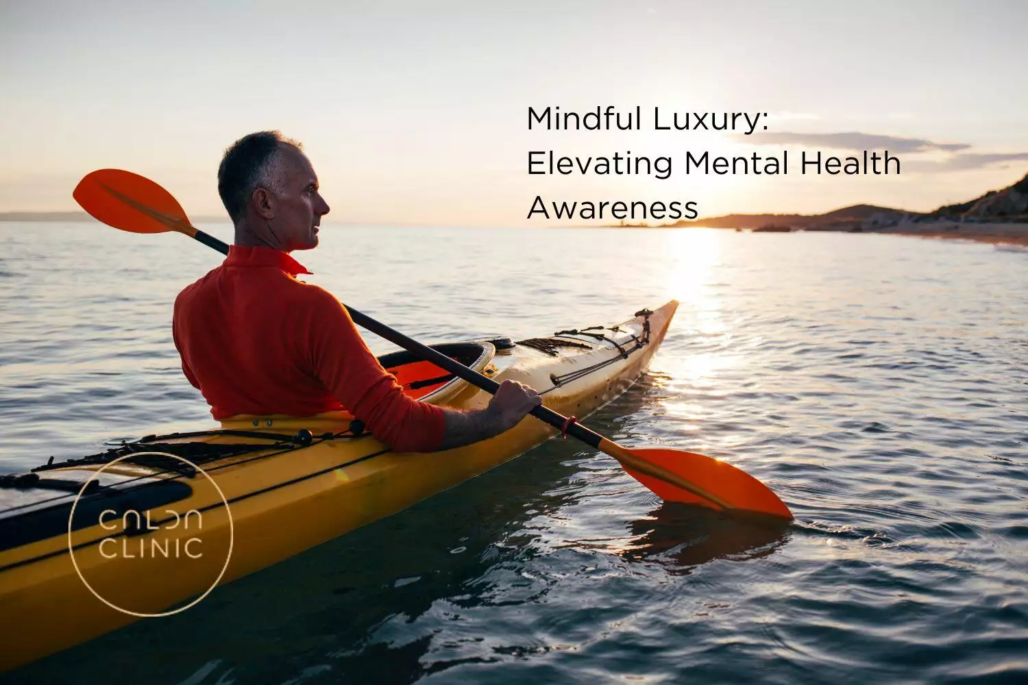 Mindful Luxury Elevating Mental Health Awareness. Rich man relaxing on a kayak while on vacation.